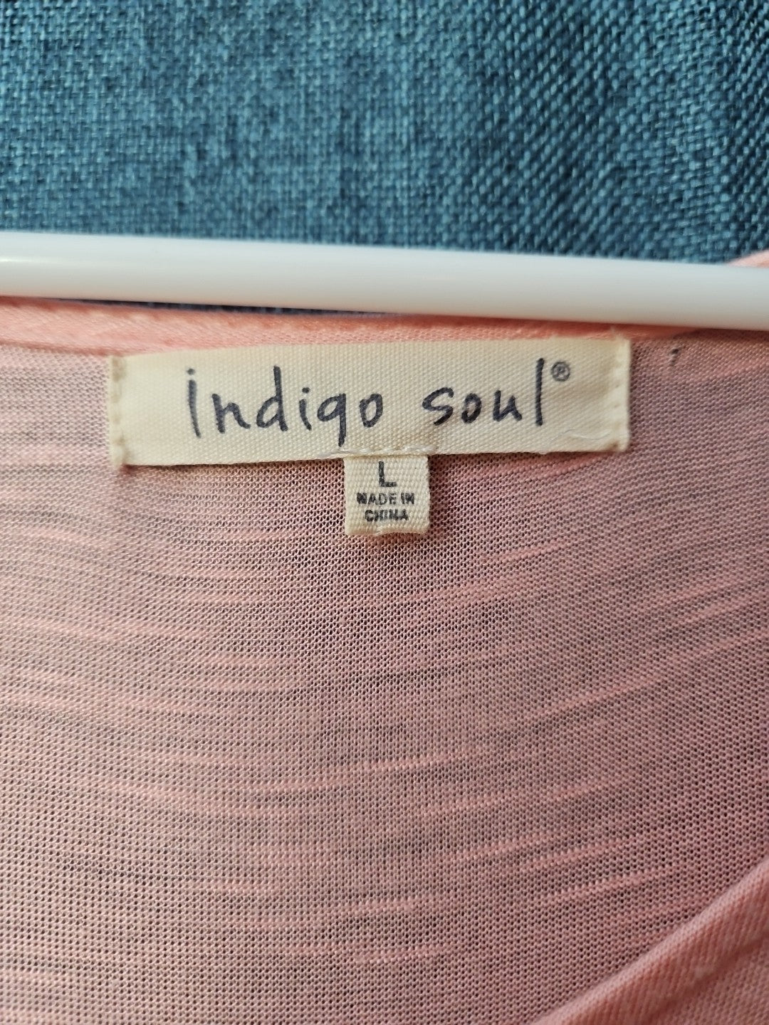 Indigo Soul Boho Tunic Top Large Pink Rayon Crochet Lace Sharkbite Hem Lagenlook