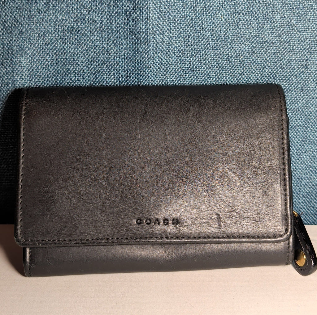 Coach Bedford Bifold Black Leather Wallet Y2K Vintage