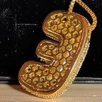 Bubble Letter E Necklace Rhinestone Gold Tone Y2K Vibe