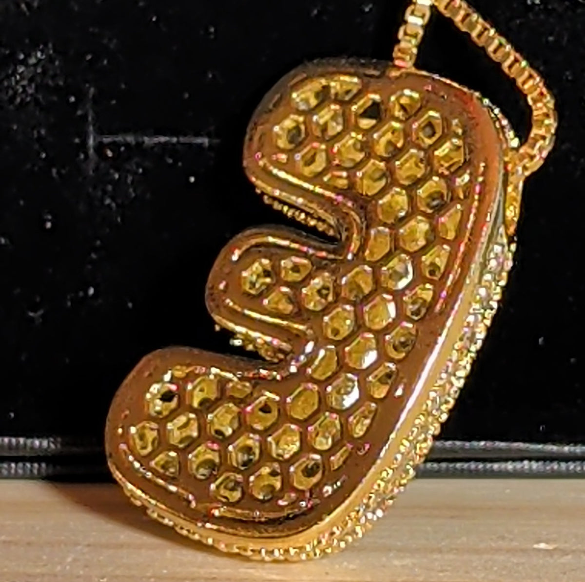Bubble Letter E Necklace Rhinestone Gold Tone Y2K Vibe