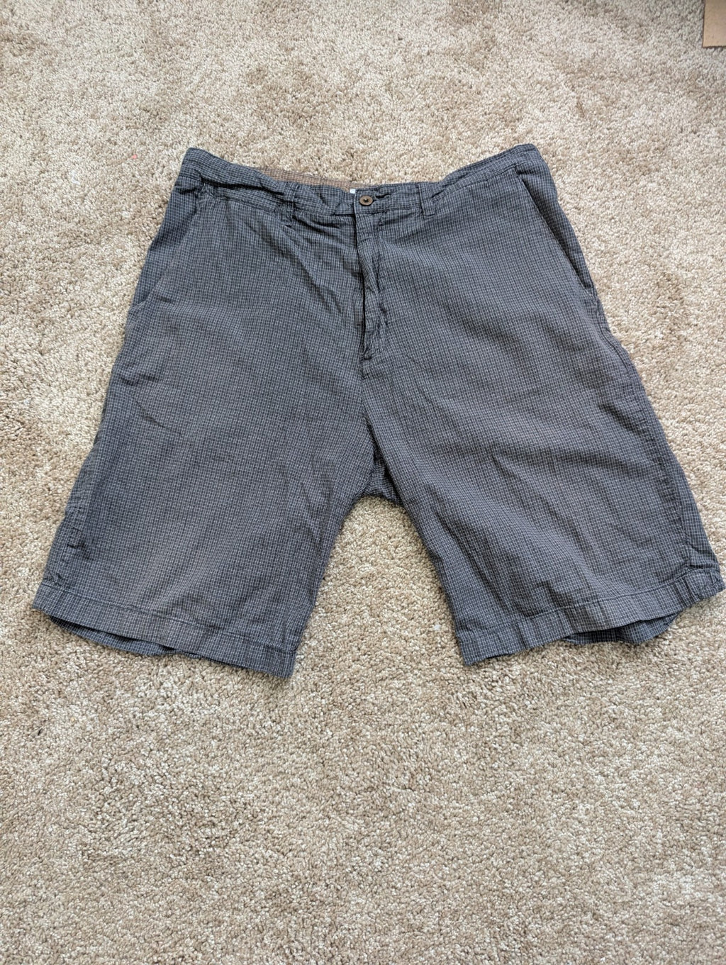 Quiksilver Edition Mens Shorts 34 Gray Micro Check Bermuda Walk Flat Front VTG