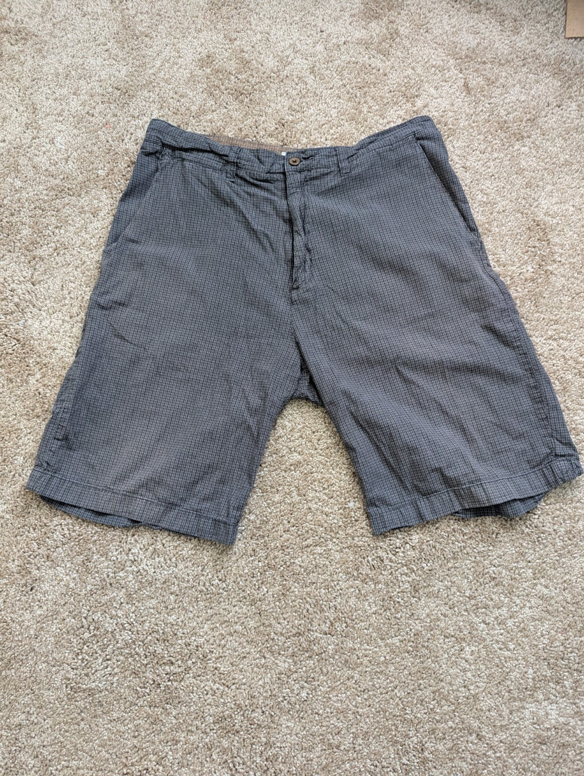 Quiksilver Edition Mens Shorts 34 Gray Micro Check Bermuda Walk Flat Front VTG