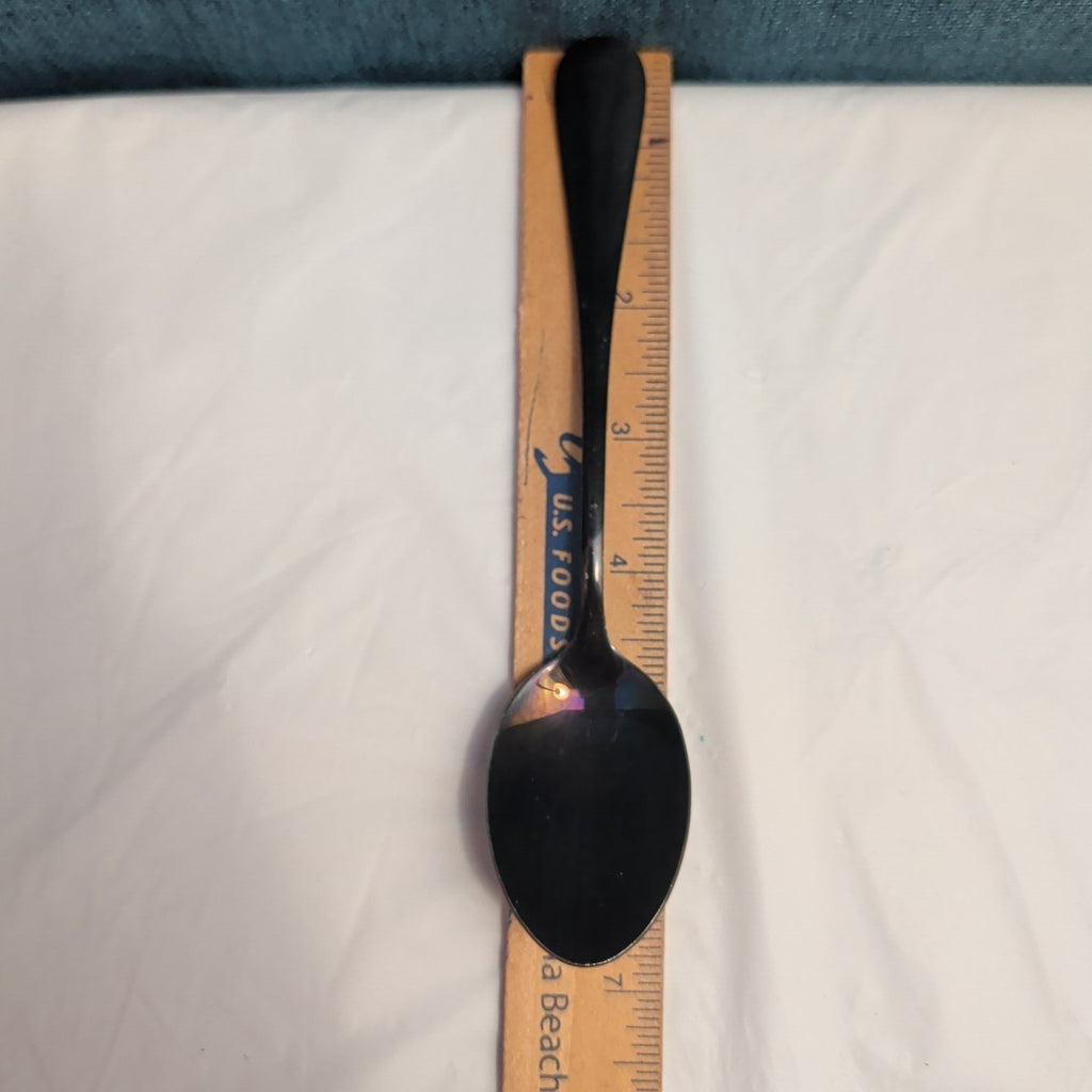 Set of 7 Black Stainless Steel Spoons 18/0 Modern Flatware Teaspoons Clean