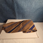 J.Z. Richards Silk Tie Edwards Michigan Brown Blue Stripe Frayed As Is Vest Tie