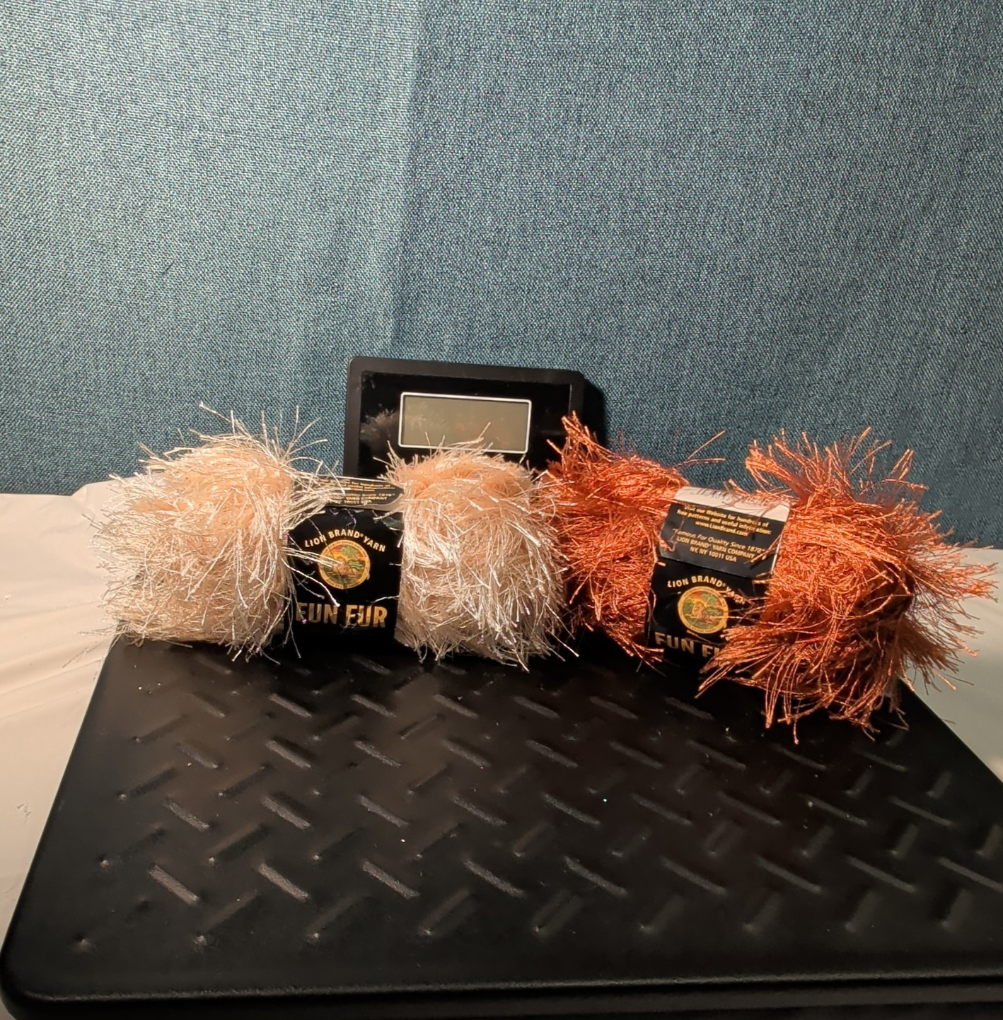 Lion Brand Fun Fur Yarn Copper & Champagne Eyelash Lot 2 Skeins 64yds Y2K NEW