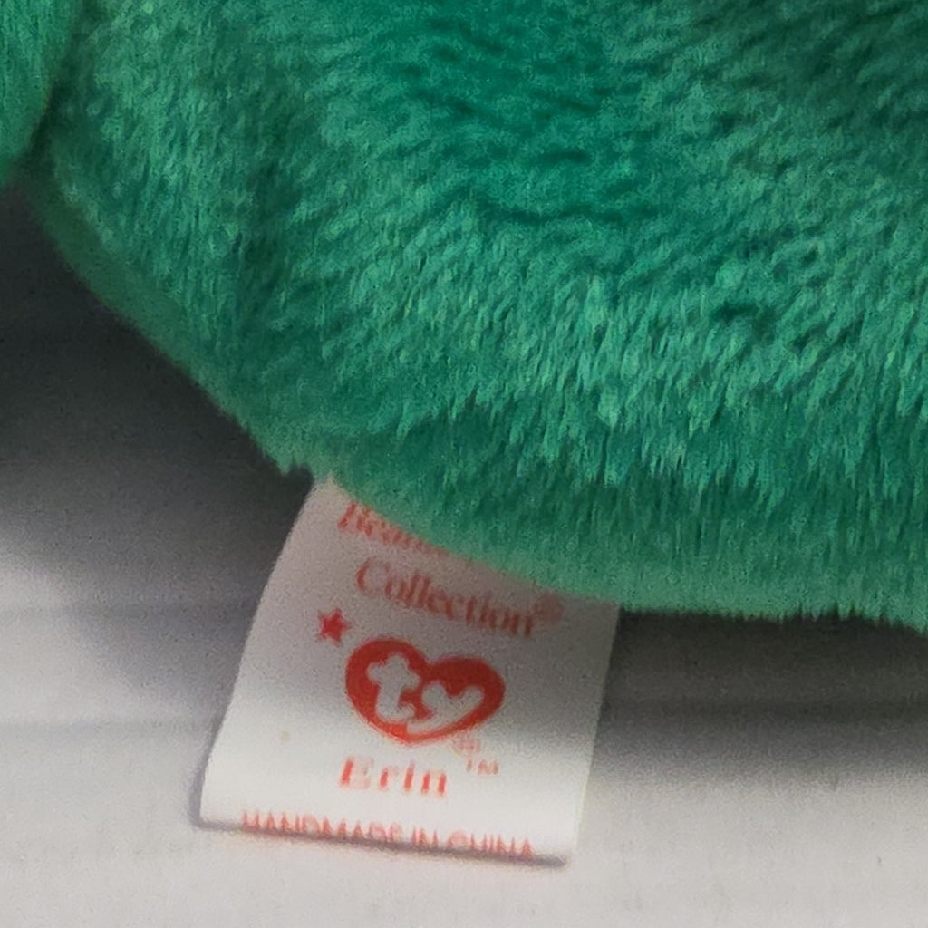 Ty Beanie Baby Erin the Bear 1997 Retired MWMT P.E. Pellets Irish Green Clover