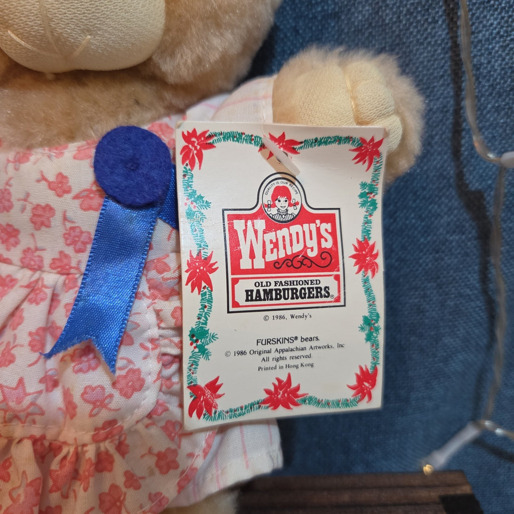 Wendy's Furskins Boone Bear Plush Plaid Outfit 1986 Vintage Holiday Tagged