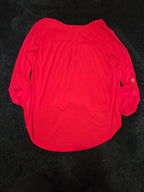 Michael Kors Blouse Red Zip Top Women Large Roll Tab Sleeve Jersey Shirt Used