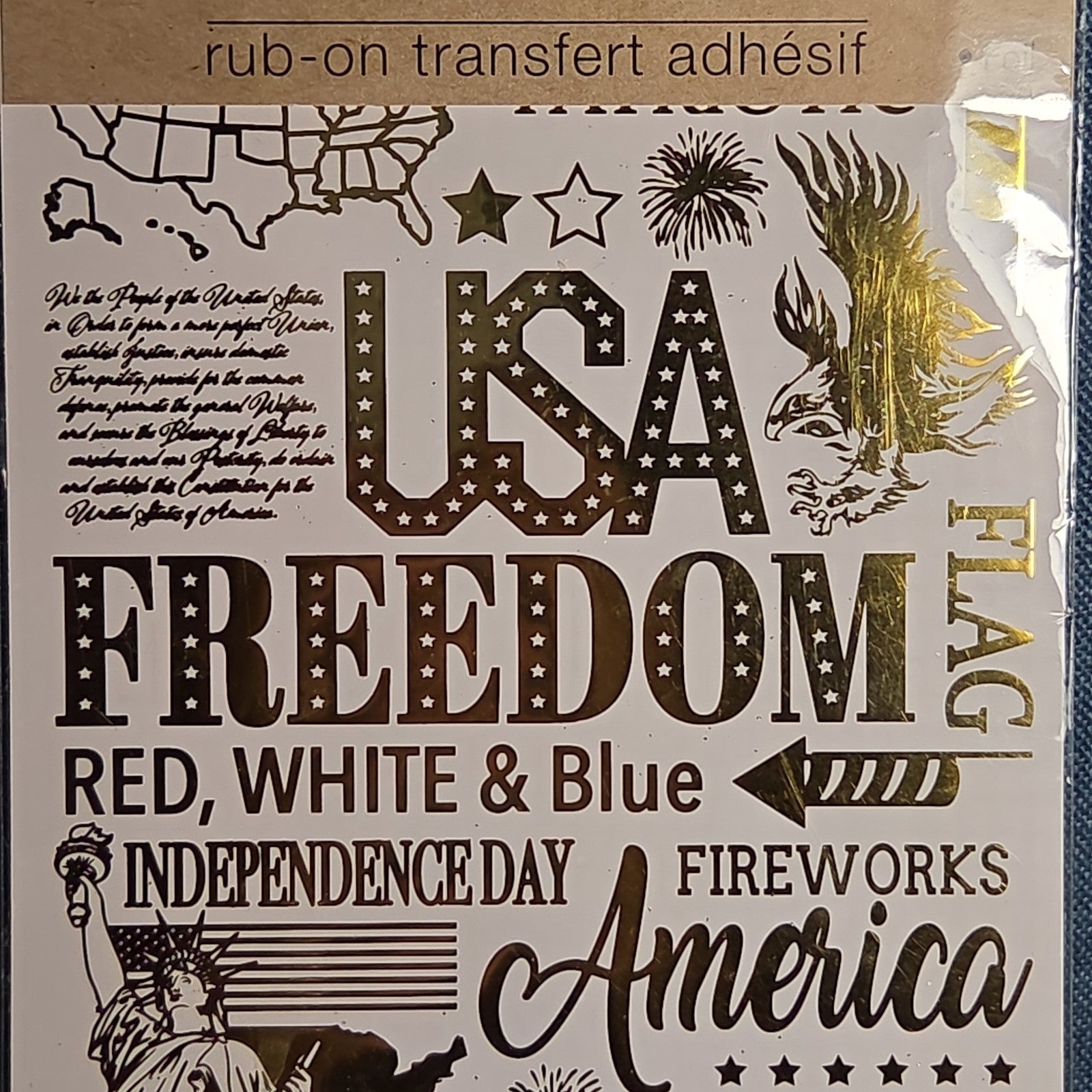 Crafters Square Gold Foil USA Patriotic Rub-On Transfers