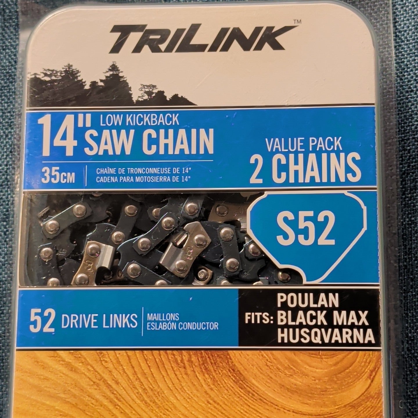 NEW TriLink S52 14" Replacement Saw Chain 2-Pack | 52 Drive Links .050" Gauge