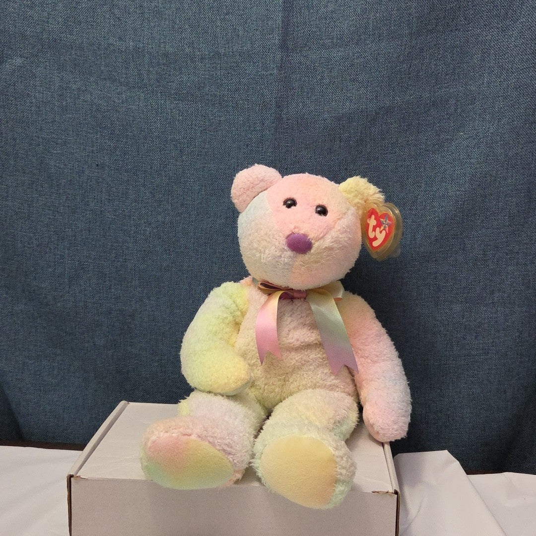 TY Beanie Buddy GROOVY the Bear 1999 | 14" Rainbow Tie-Dye | MWMT Mint Tags