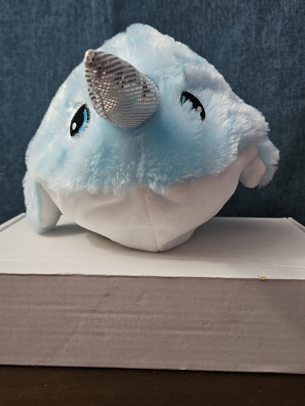 Blue Narwhal Plush Ball Toy 8.25" Inflatable Bouncy Stuffed Animal Sensory Play