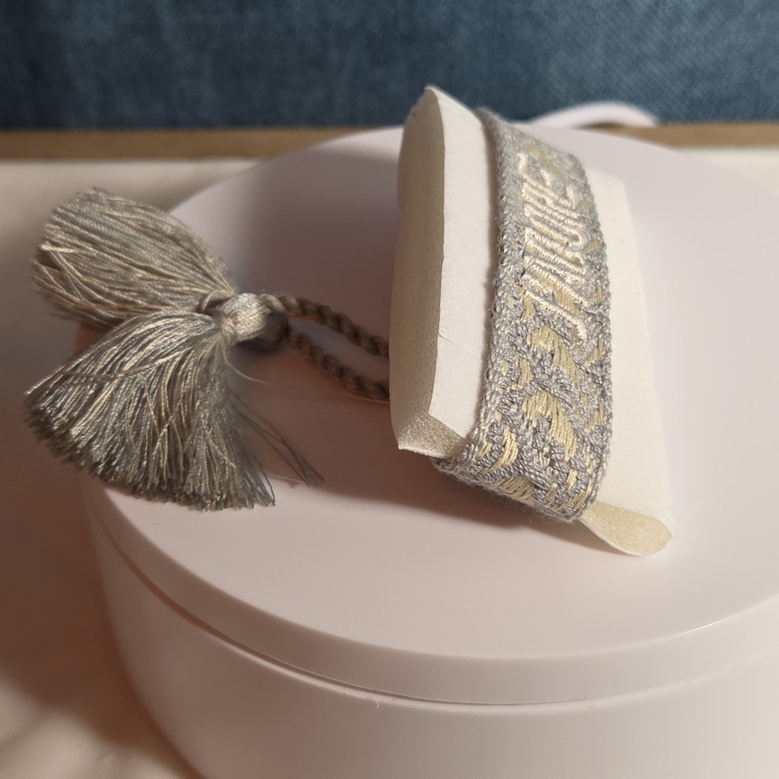 J'Adore Woven Friendship Bracelet Grey Tassel Designer Inspired