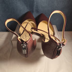 Jessica Simpson Wine Snakeskin Pumps 9M Ankle Strap Pointed Toe Zipper Heels 40