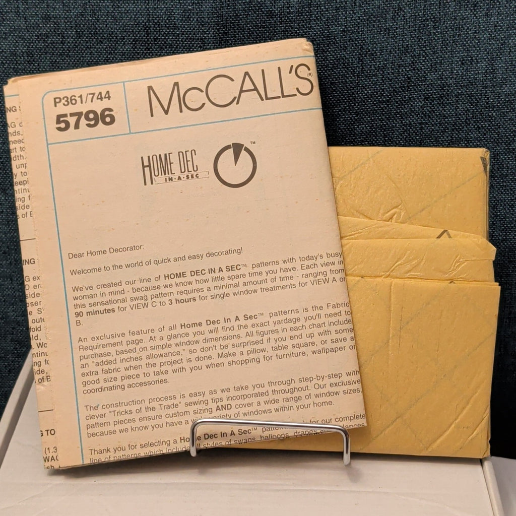 Vintage McCALL'S 5796 Sewing Pattern | Window Swags & Jabots | Curtains 1992 OOP