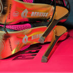 RedKiss Summer Stunner Heels Size 8.5 Pink Black Lace Up Caged Stiletto