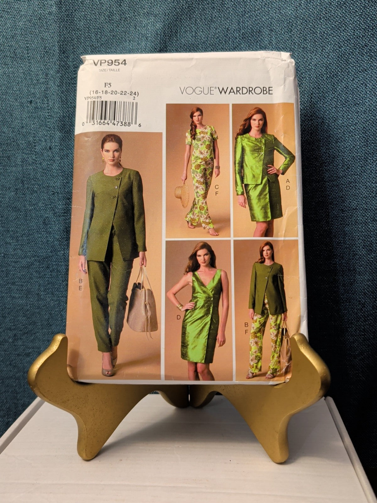 UNCUT Vogue V9094 (VP954) Pattern Asymmetrical Jacket Dress Pants Wardrobe 16-24