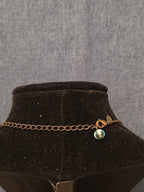 Lia Sophia Blue Bead Double Loop Necklace Antique Gold Tone Boho