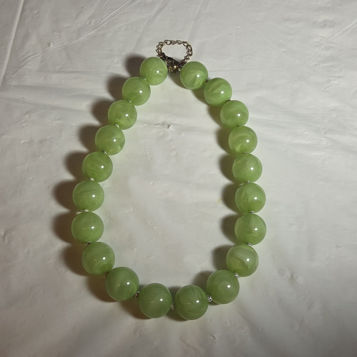 Chunky Bead Necklace Marbled Green Acrylic Retro Y2K PreOwned