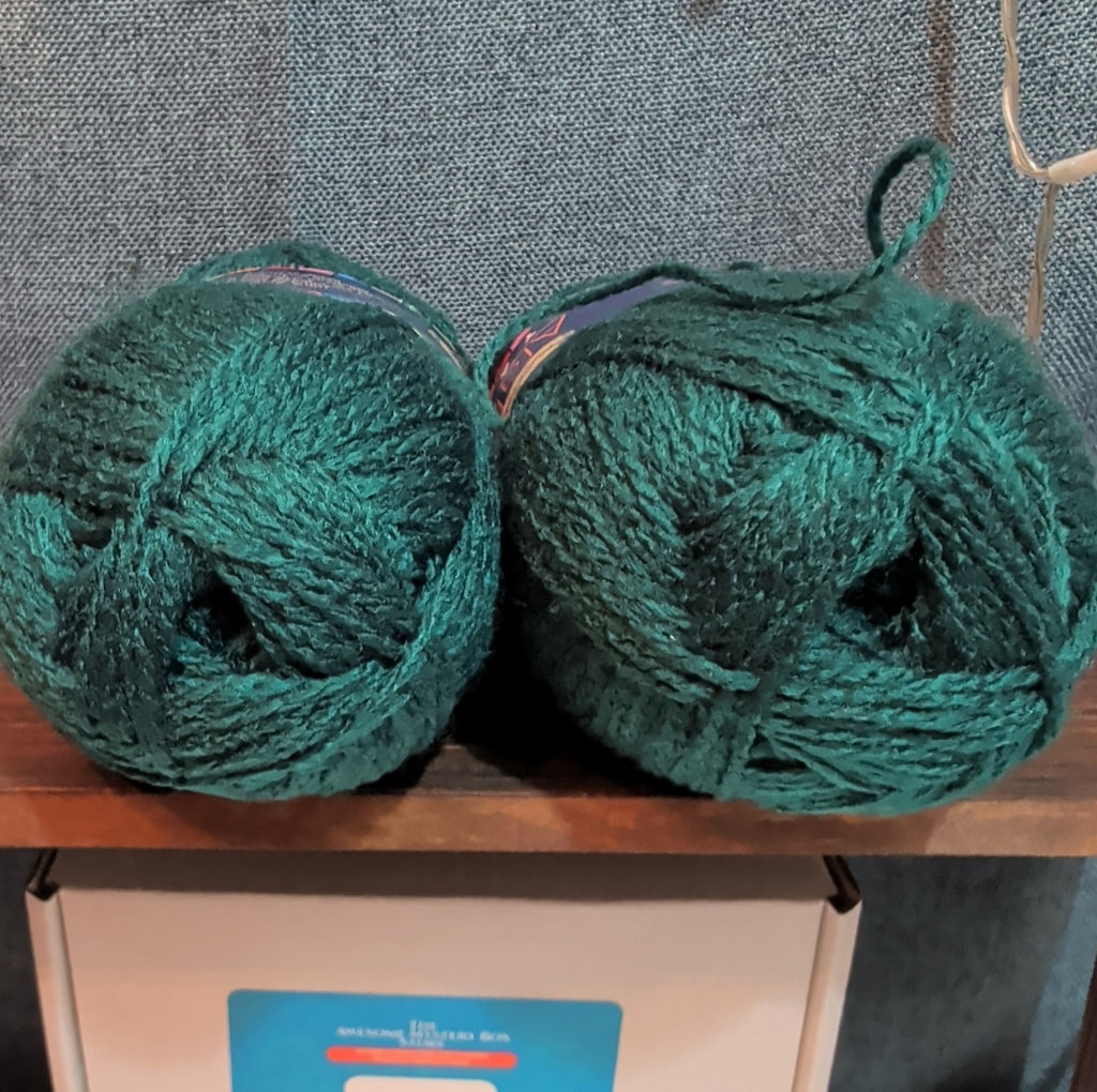 Herrschners Afghan Yarn 2 Ply Deep Teal Acrylic 2 Skein Lot