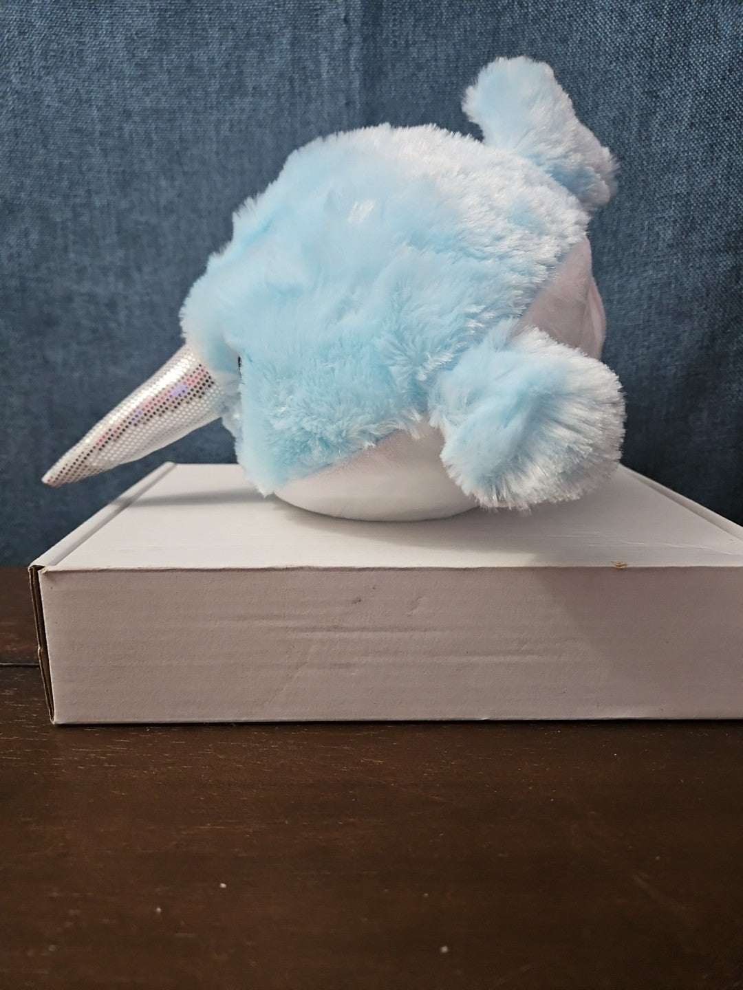 Blue Narwhal Plush Ball Toy 8.25" Inflatable Bouncy Stuffed Animal Sensory Play