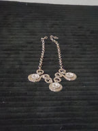 Silver Tone Chunky Crystal Bib Statement Necklace