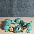 Chunky Faux Turquoise Silver Tone Stretch Bracelet Boho Y2K NWOT
