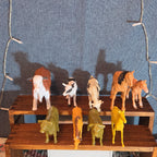 Farm Animals 9Pc Lot Plastic Horses Cows Vintage Style P