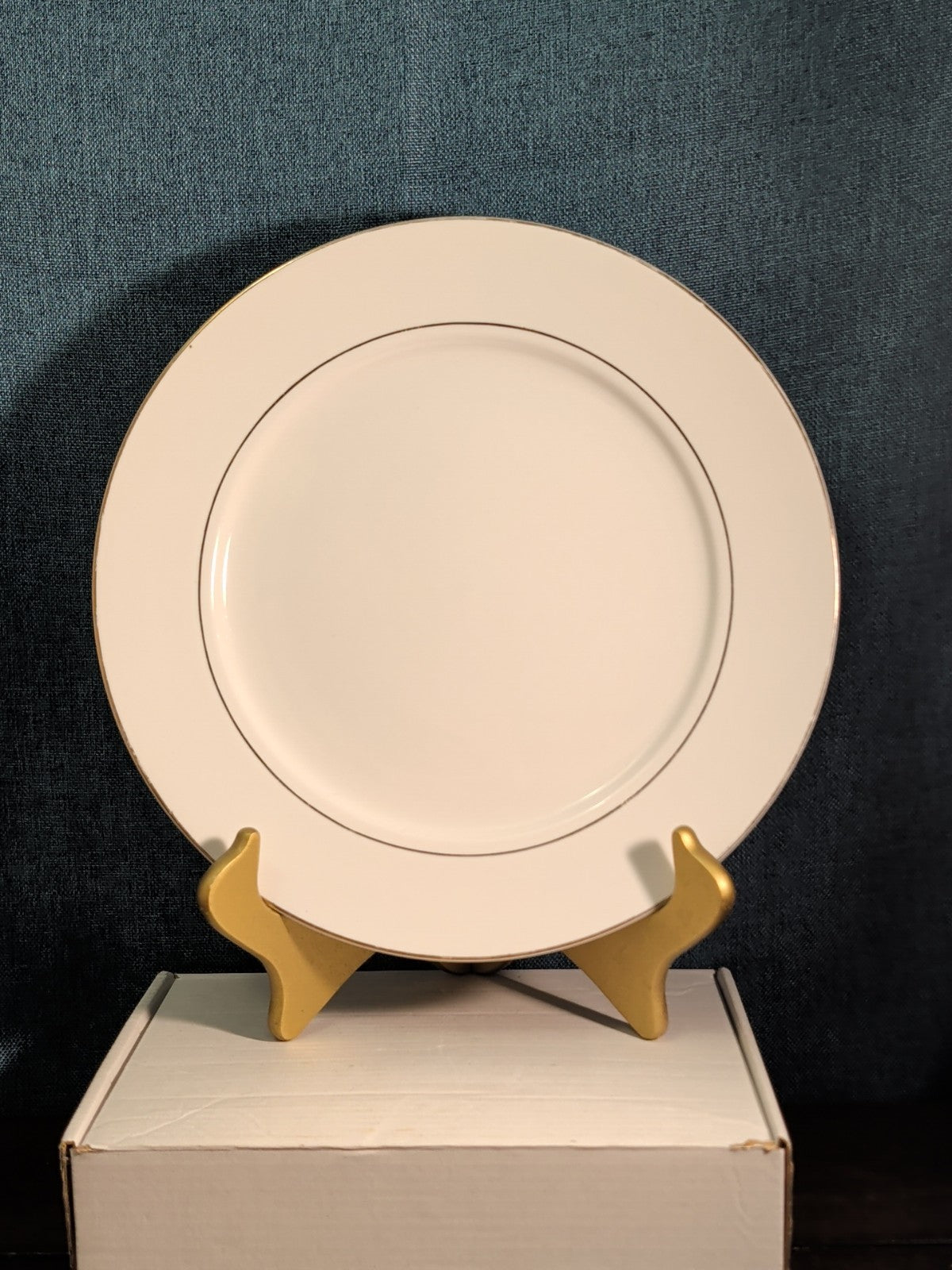 Home Essentials China Dinner Plate White with Gold Rim Individual Replacement