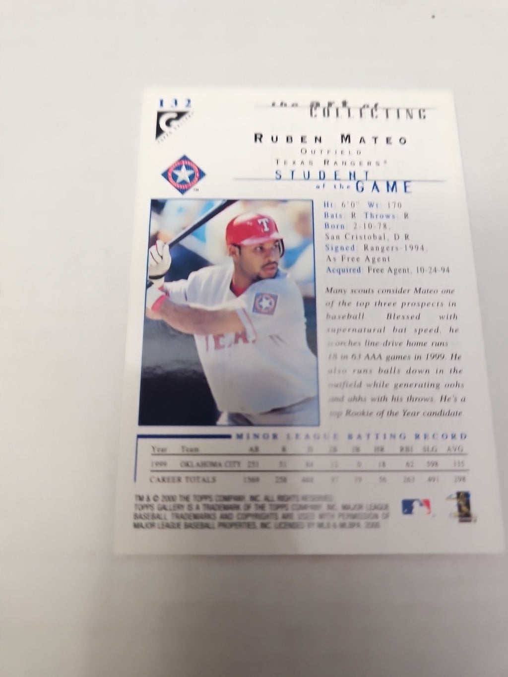 2000 Topps Gallery - Students of the Game Ruben Mateo #132
