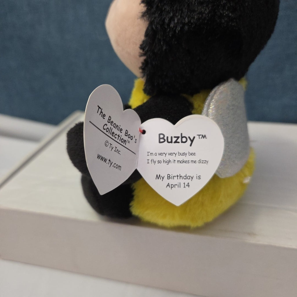 Ty Beanie Boos Buzby the Bee 6" Plush Gold Glitter Eyes Retired 2014 MWMT 36150