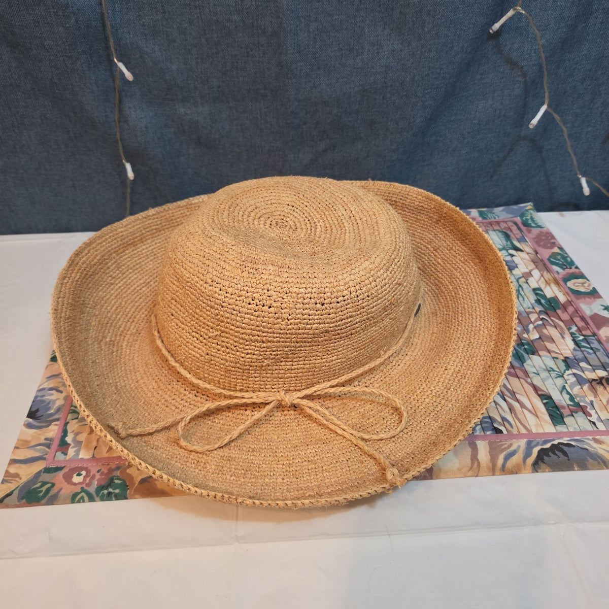 Scala 100% Raffia Wide Brim Sun Hat Natural Straw Summer Beach