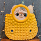 Large Yellow Pop Fidget Toy Silicone Handbag Tote Blue Eyes Kidcore