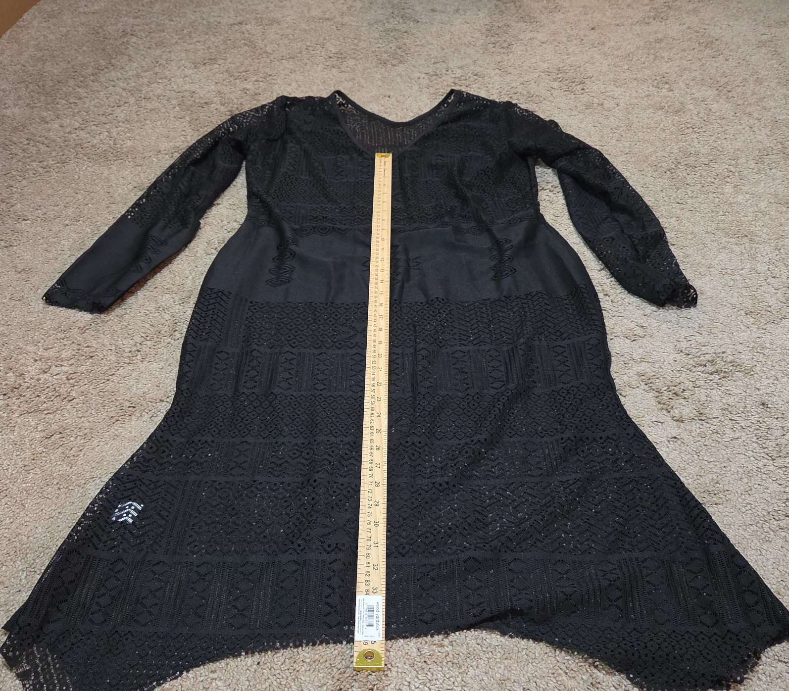 Black Lace Crochet Midi Tunic Dress Festival Whimsigoth XXL