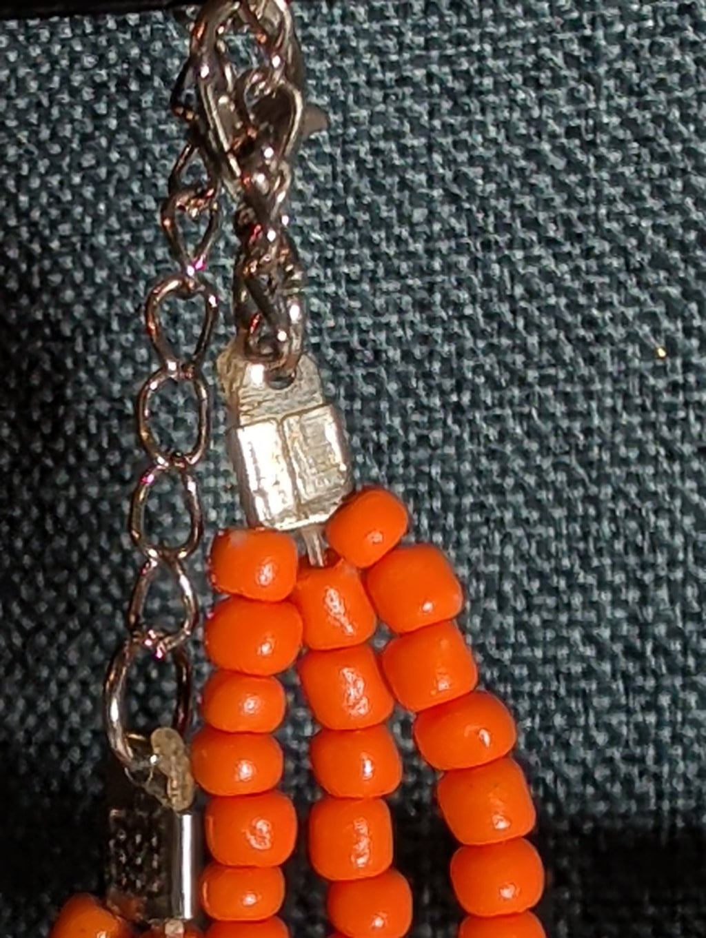 Multi Strand Orange Shell Bead Necklace 23" Boho Beach