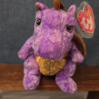 Ty Beanie Baby Legend Purple Dragon Plush Gold Wings 2003