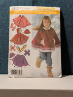 Simplicity 4812 Child's Poncho Hat Mittens Pattern Sz 3-8 | UNCUT |Cozy Fleece