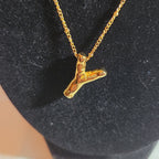Y Initial Bubble Letter Necklace Gold Tone Satellite