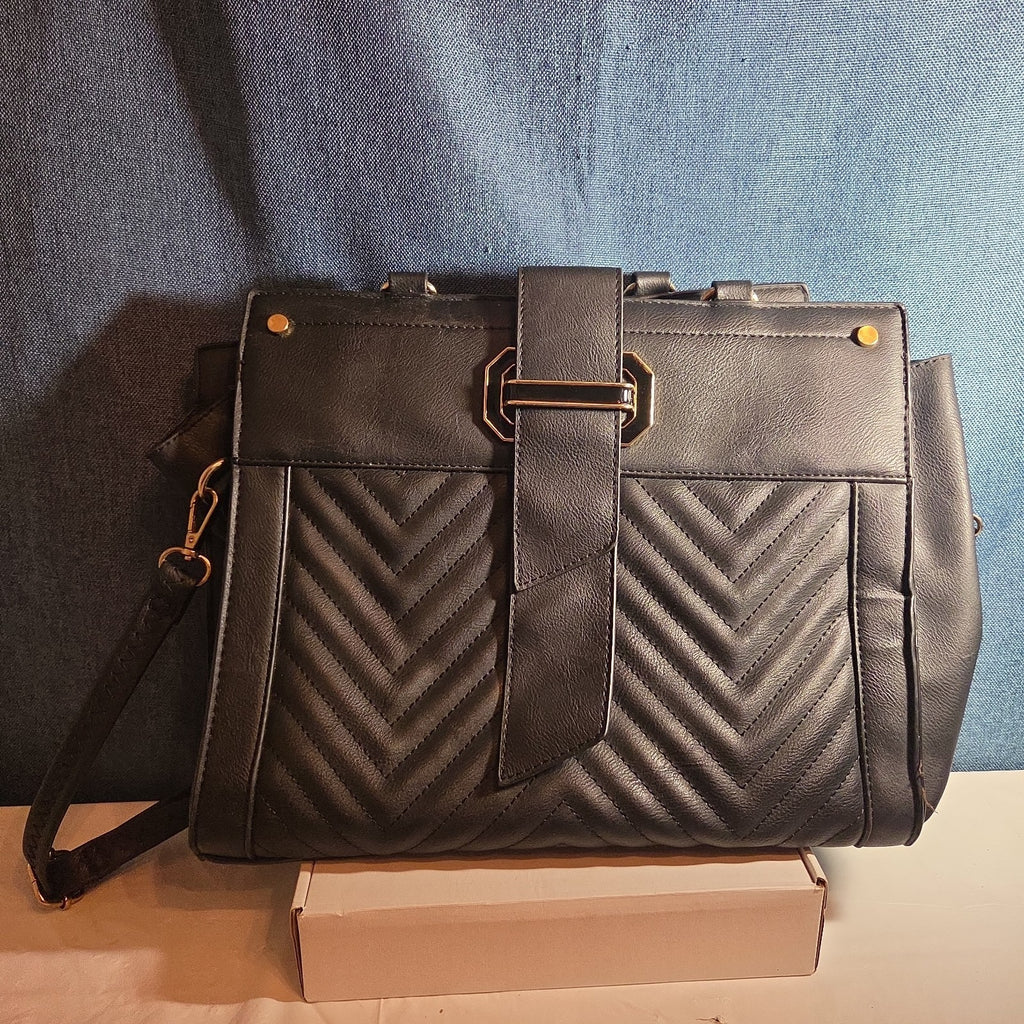 Satchel Chevron Quilted Faux Leather Purse Tote Classic Vibe