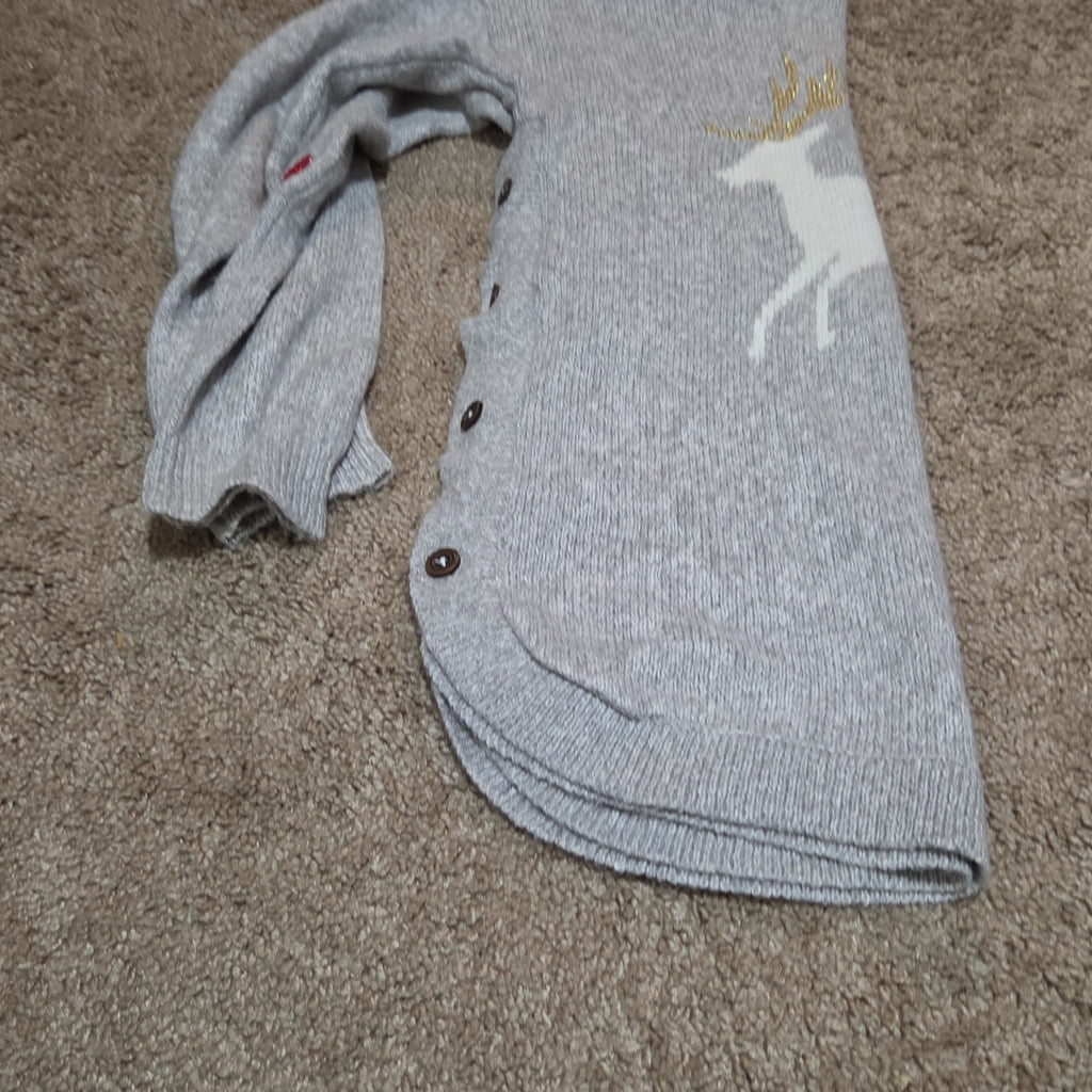 Hatley Girls Reindeer Knit Dress Size 10 Holiday Winter Sparkly Grey