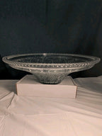 KIG Indonesia 10" Pressed Glass Bowl Starburst Floral MCM Centerpiece Serving