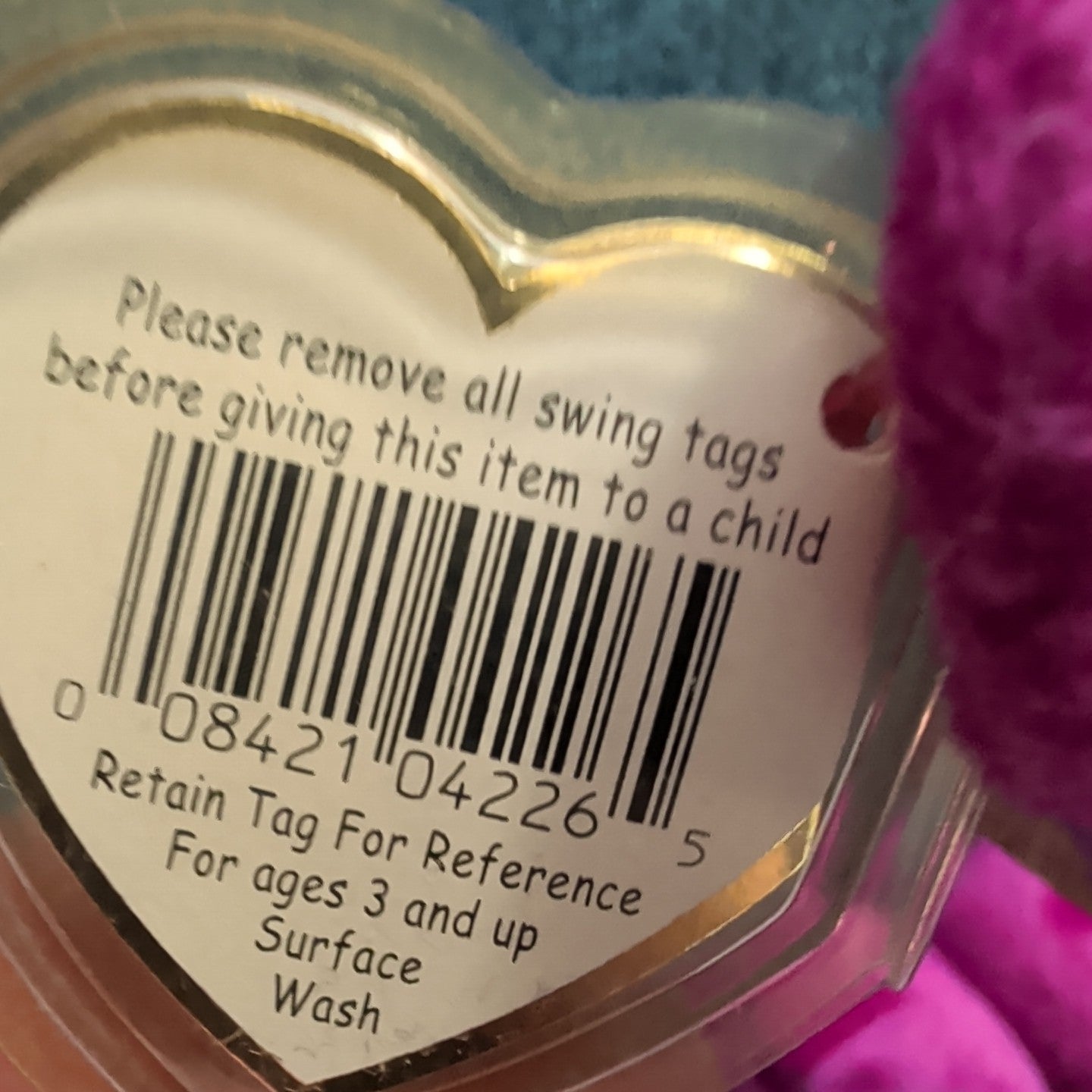 Ty Beanie Baby Millennium Bear MWMT Retired Holographic Tag Purple 2000 Y2K Toy