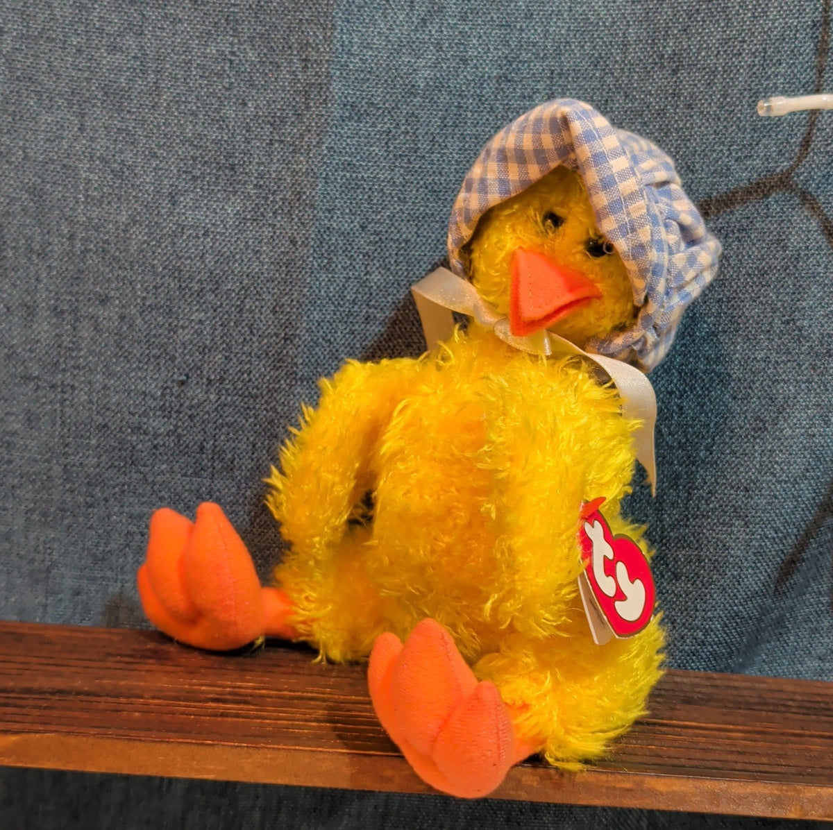 Ty Bonnie Yellow Baby Chick Plush Gingham Bonnet 1993 Vintage