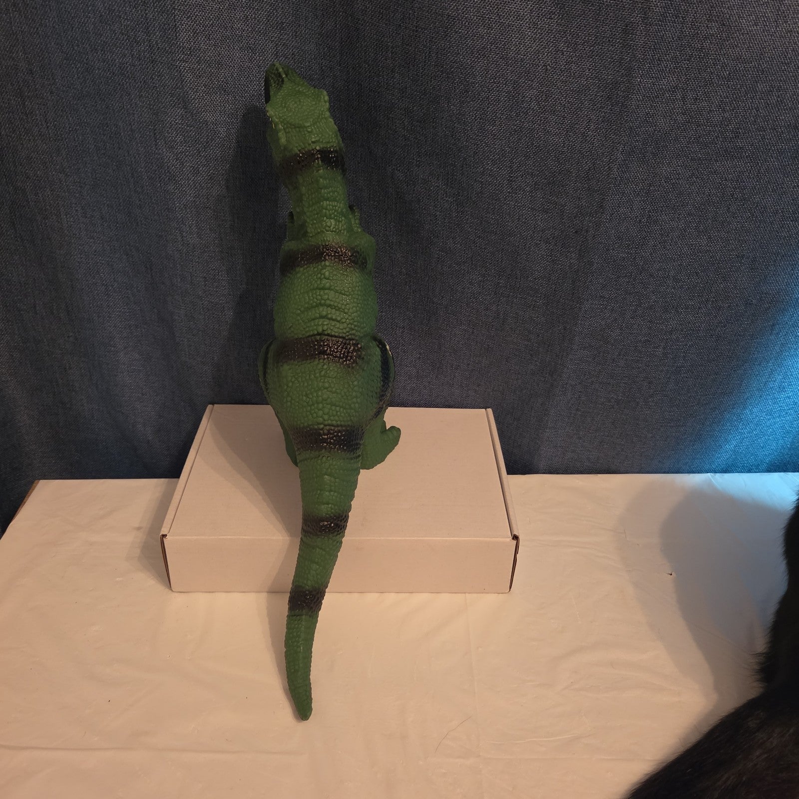 T-Rex Dinosaur Toy Soft Rubber Vinyl Tyrannosaurus Rex Green Black Stripe Figure
