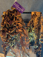 Laurena by LJL Metallic Lace Scarf Wrap Henna Rust Ruffled Boho NWT 63x23