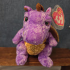 Ty Beanie Baby Legend Purple Dragon Plush Gold Wings 2003