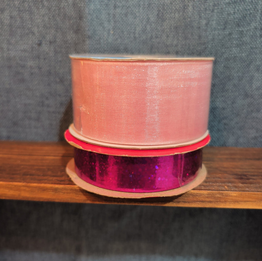 Offray Ribbon Lot 2 Pink Organdy Metallic Magenta Craft Destash