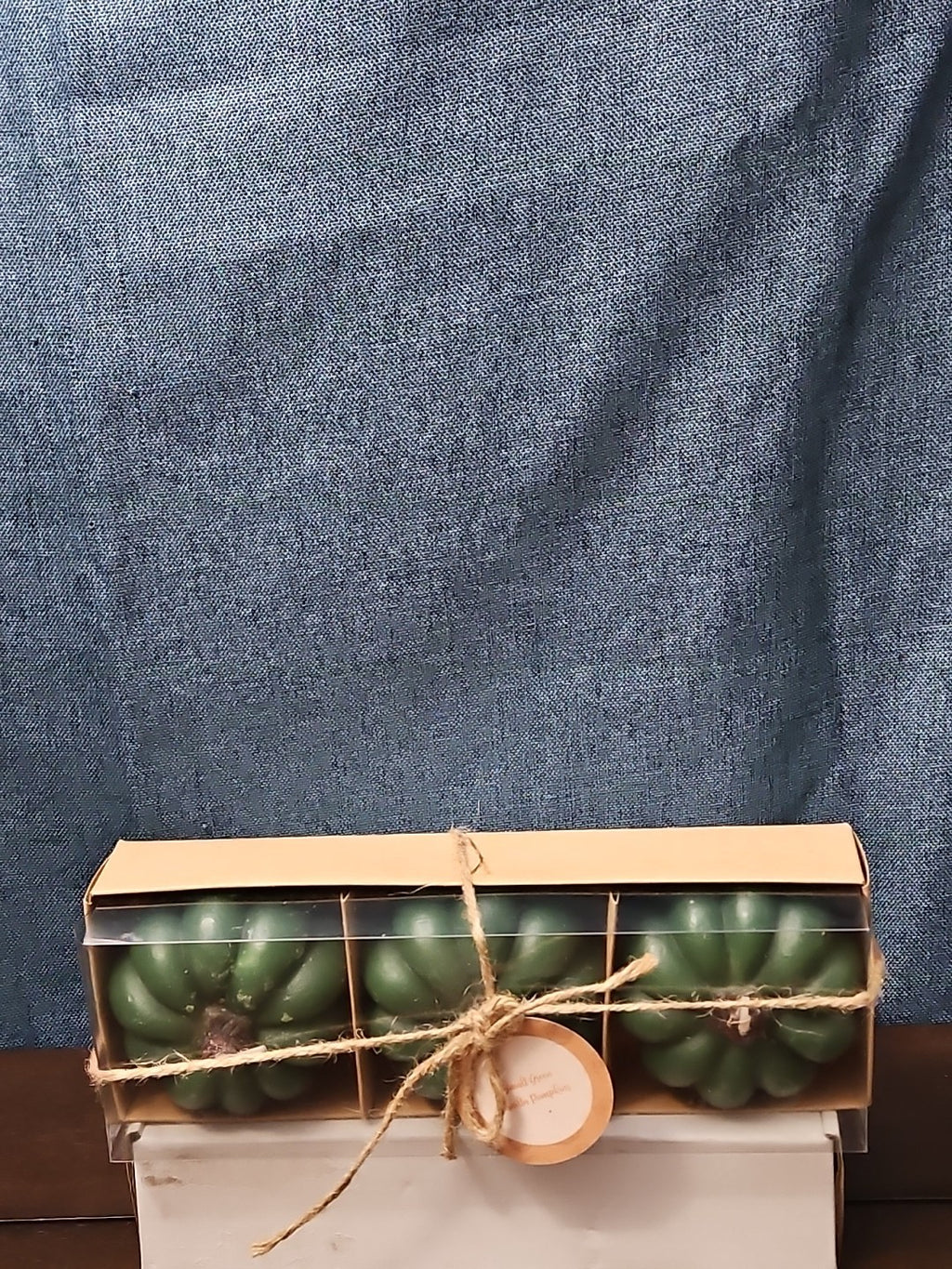 Set of 3 Green Pumpkin Candles | Vanilla Scented Molded Wax | Fall Farmhouse