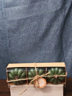 Set of 3 Green Pumpkin Candles | Vanilla Scented Molded Wax | Fall Farmhouse