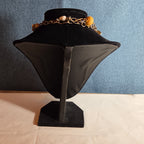 Earth Tone Bead Coppertone Chain Necklace Boho 70s Vibe